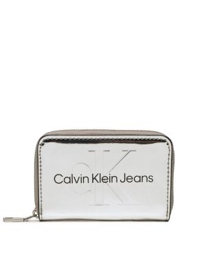 Piniginė su užtrauktuku su užtrauktuku Calvin Klein Jeans sidabrinė