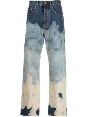 Straight leg jeans con stampa tie-dye Palm Angels blu