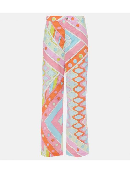 Pantalones anchos de algodón bootcut Pucci rosa