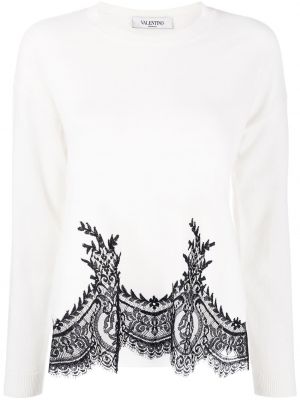 Jersey de flores de tela jersey de encaje Valentino blanco