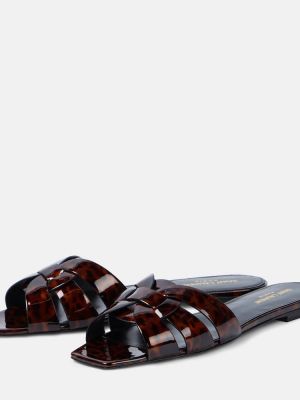 Scarpe piatte di pelle con stampa leopardato Saint Laurent