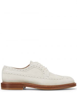 Велурени обувки в стил дерби Brunello Cucinelli бяло