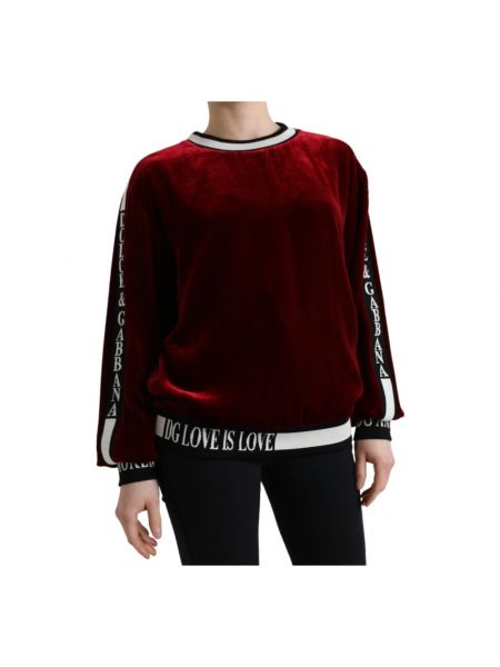 Aksamitna bluza dresowa Dolce And Gabbana czerwona