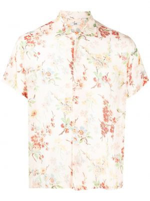 Zīda krekls ar ziediem ar apdruku Bode bēšs