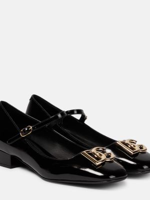 Кожени полуотворени обувки от лакирана кожа Dolce&gabbana черно