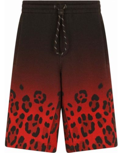 Leopardí kraťasy s potiskem s přechodem barev Dolce & Gabbana červené