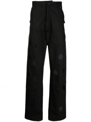 Rovné kalhoty s výšivkou Duoltd černé