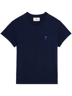 T-shirt en coton de motif coeur Ami Paris bleu