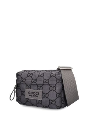 Taška přes rameno z nylonu Gucci šedá