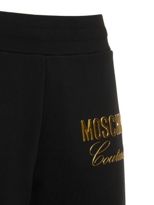 Pantaloni sport din bumbac din jerseu Moschino negru