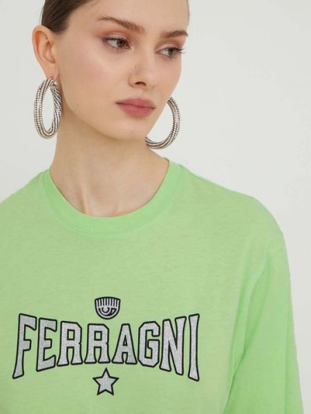 Хлопковая футболка Chiara Ferragni зеленая
