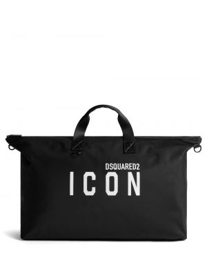 Τσάντα shopper με σχέδιο Dsquared2 μαύρο
