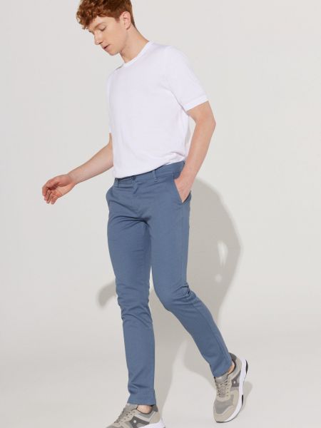 Bavlněné slim fit kalhoty Altinyildiz Classics modré