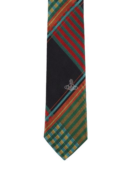 Cravată de mătase în carouri Vivienne Westwood negru