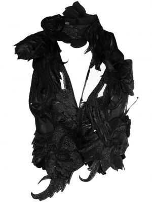 Top s cvetličnim vzorcem Alberta Ferretti črna