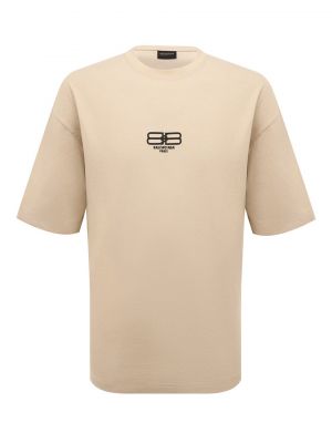 Хлопковая футболка Balenciaga бежевая