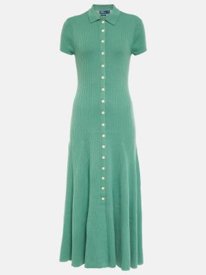 Vlněné dlouhé šaty Polo Ralph Lauren zelené