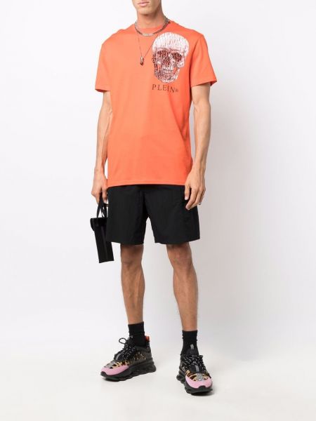 Koszulka z nadrukiem Philipp Plein pomarańczowa