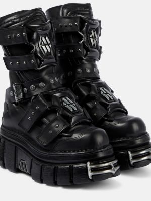 Кожени обувки до глезена на платформе Vetements черно