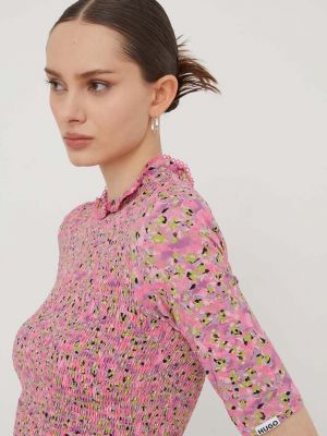 Bluza s printom Hugo ružičasta