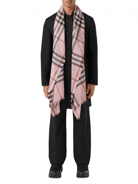 Клетчатый шелковый шерстяной шарф Burberry розовый