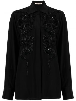 Viskózová košeľa Roberto Cavalli čierna