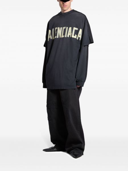 Kokvilnas t-krekls Balenciaga melns