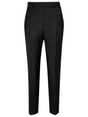 Spodnie skinny z wysoką talią wełniane Maison Margiela - сzarny