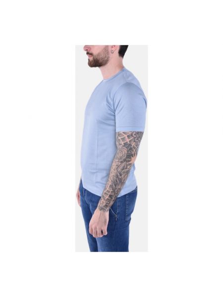 Camiseta de algodón de cuello redondo Eleventy azul