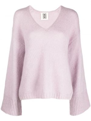 Vlnený sveter s výstrihom do v By Malene Birger fialová