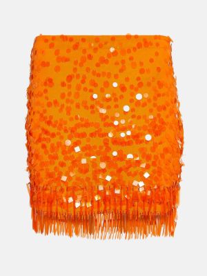Mini falda con lentejuelas Staud naranja