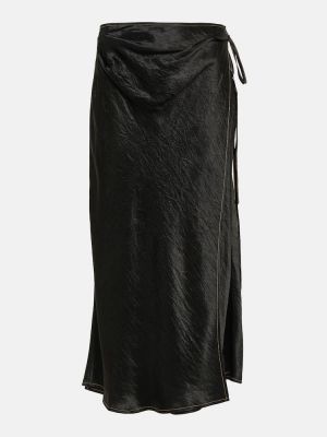 Saténová midi sukňa Acne Studios čierna