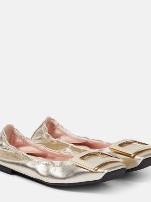 Bőr balerina cipők Roger Vivier aranyszínű