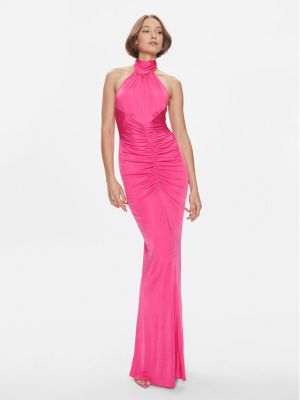 Slim fit priliehavé večerné šaty Pinko ružová