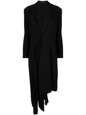 Asymetrický bavlněný kabát s dlouhými rukávy Yohji Yamamoto - černá