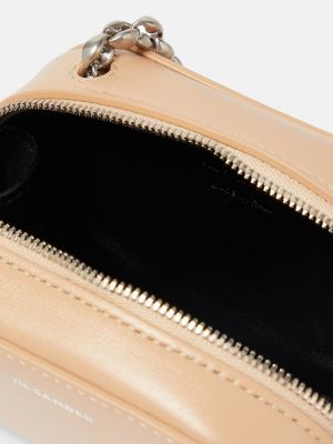 Kožená crossbody kabelka Jil Sander béžová