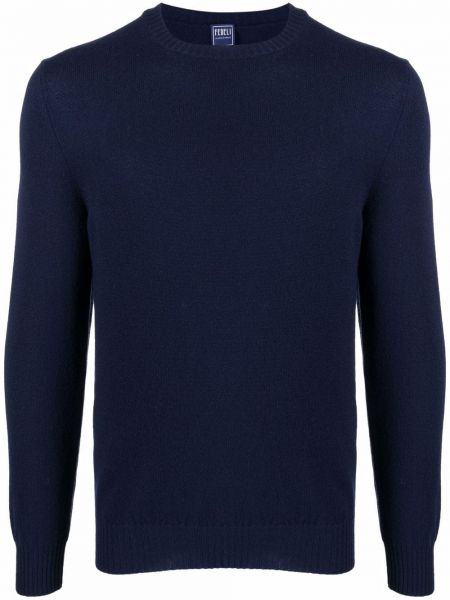 Jersey de cachemir de tela jersey con estampado de cachemira Fedeli azul