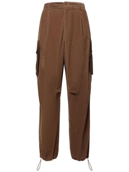 Pantalones de pana de algodón Moncler marrón