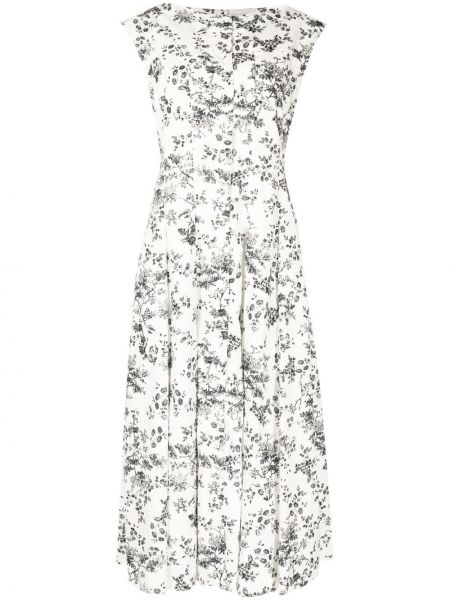 Trykt floral ermeløs dress Erdem hvit