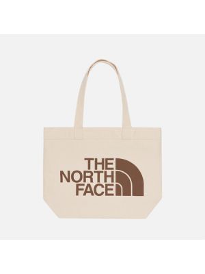 Хлопковая сумка шоппер The North Face бежевая