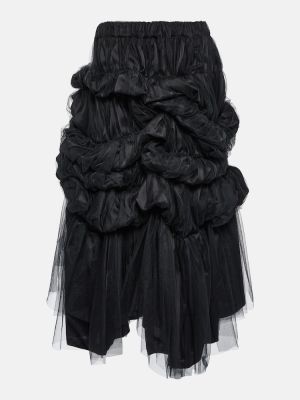 Satynowa spódnica midi tiulowa plisowana Noir Kei Ninomiya czarna