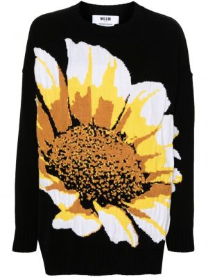 Пуловер на цветя Msgm черно