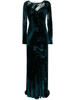 Plisované zamatové večerné šaty Alberta Ferretti zelená
