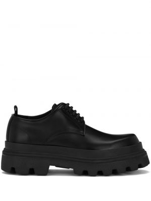 Кожени обувки в стил дерби на платформе Dolce & Gabbana черно