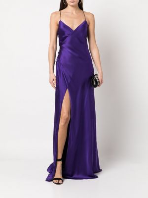 Šilkinis suknele kokteiline v formos iškirpte Michelle Mason violetinė
