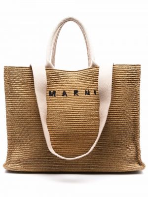 Nákupná taška s výšivkou Marni hnedá