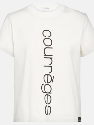 T-shirt di cotone con stampa Courrã¨ges bianco