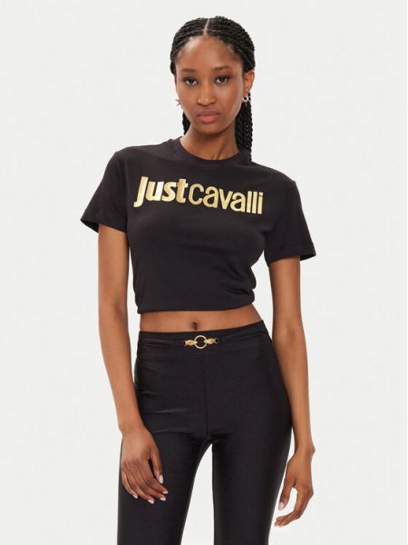 Slim fit priliehavé tričko Just Cavalli čierna