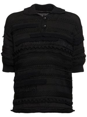 Polo en tricot avec manches courtes en jersey Yohji Yamamoto noir