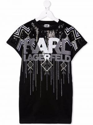 Brodert dress for jenter Karl Lagerfeld Kids svart